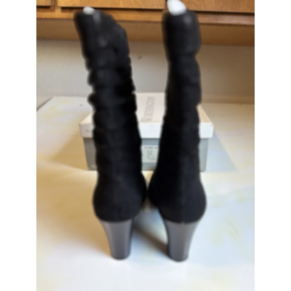 Worthington Tall Black‎ Suede Leather Boots Side Zip Heel Size 7.5M Pointed Toe - Picture 4 of 9
